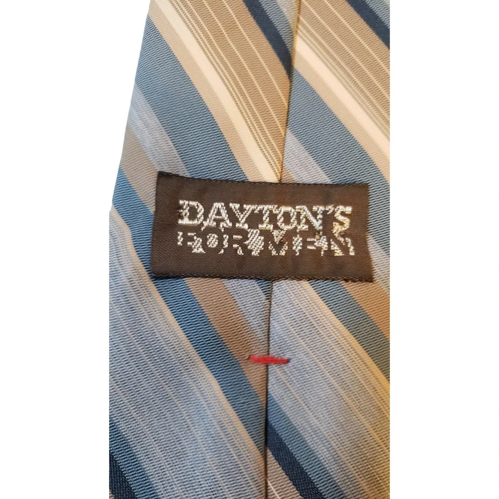 Vintage Diagonal Striped Dayton's Men's Store‎ Blue Tan 70's 80's Retro Neck Tie